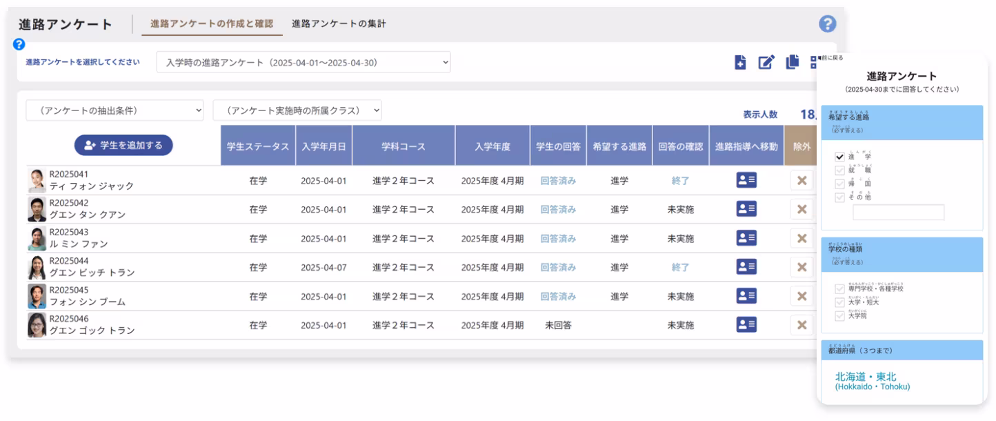 学生の進路選びのサポート